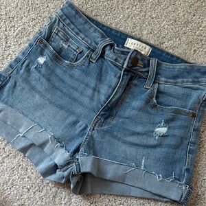 Harper Denim Blue Frayed Jean Shorts